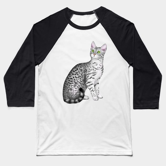 Egyptian Mau (Yellow Background) Baseball T-Shirt by illucalliart